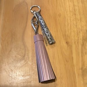 Reflective tassel & silver glitter leopard keyring